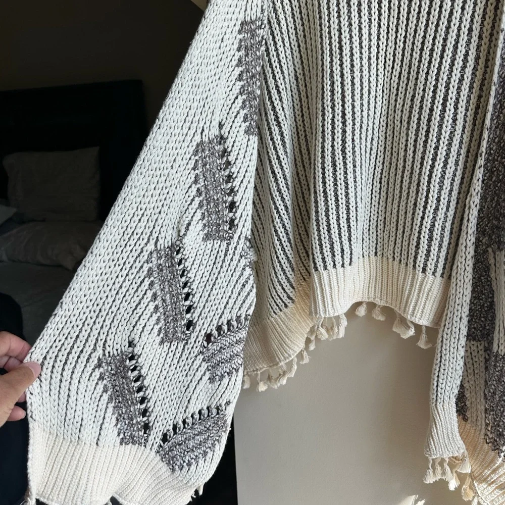 Anthropologie Black and Cream Knit Poncho - Picture 3 of 13
